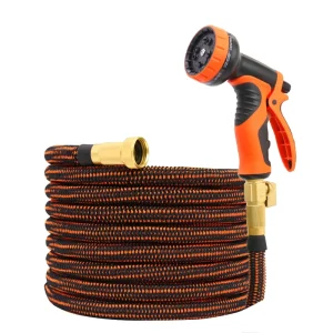 Garden Hose With 10 Function Nozzle Sprayer Water Hose With 3/4 Brass Fittings Lightweight Car Wash Water Hose