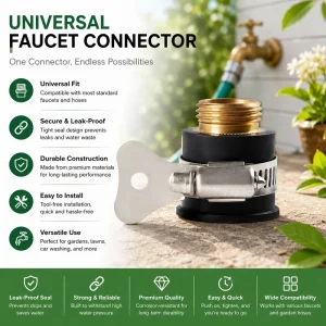Garden Water Connectors Universal Rubber Hose Connector with Male Thread Stainless Steel Clamp for Garden Irrigation Lawn Water