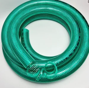 Green 2 Inch PVC Composite Steel Wire Reinforced Hose Oil Resistant Food Grade Cutting Service for Industrial Fluid Applications