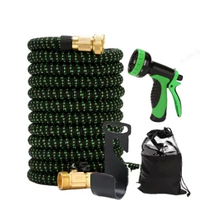 Green Black Garden Hose Retractable Magic Tube Acid-Proof Rubber for Car Washing Watering Garden Hose Reel