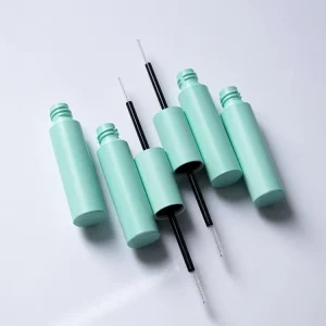 Green Double-Sided ABS Plastic Mascara Tube Container Empty Injection Molded 2-in-1 Makeup Wire Brush OEM ODM 10ml
