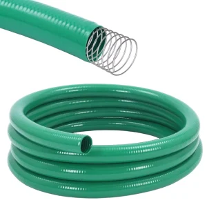 Green PVC Heavy Duty Suction Hose 25 Feet Length for Water Transfer with 90psi Max Pressure