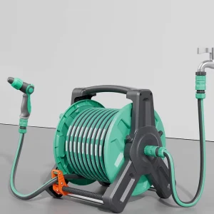 Guide Rail PP Hose Reel With Portable Handle Garden Easy to Retractable Car Pet Washing Water Hose Reel