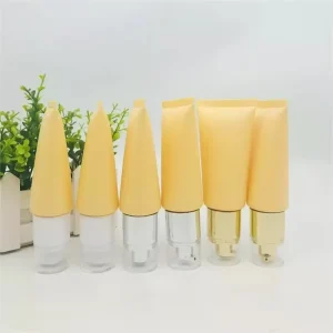 HDPE Eco Friendly Biodegradable Cosmetic Tube 50ml Screw Yellow Matte Skin Care Printing Cleanser Package