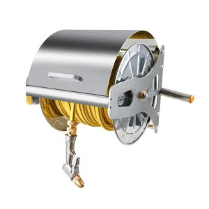 HOSE REEL 40M Portable Wall Mounted Metal High Pressure Garden Hose Drum Hose Reel Rack