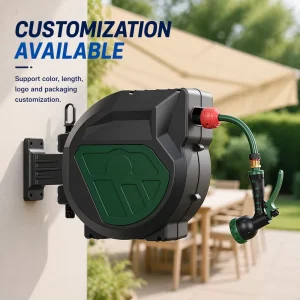 HR015 1/2″ 15m 50ft Retractable Water Hose Reel Auto Rewind Wall Mountable Garden Hose Reel