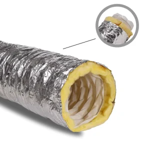 HSTUBE ISD-250*10 HVAC Insulated Flexible Spiral Duct Hose 10m Aluminum Foil Polyester Outdoor Use