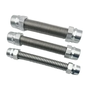 HVAC Central Air Straight Male Metal Soft Connection Hose Iron Joint Stainless Steel Bellows Pipe for Fan Coil Water Pipeline