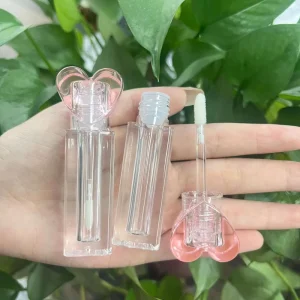 Heart Shaped Pink Lip Gloss Packaging Clear Lip Gloss Tube 3.5ML Empty Lip Gloss Tubes
