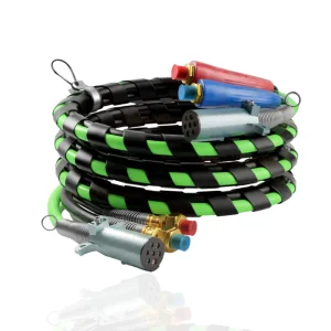 Heavy Duty 15 Feet 7 Way Electrical Cable 3 in 1 Air Line Hose Kit ABS and Power Air Line Hose Kit for Semi Truck Trailer