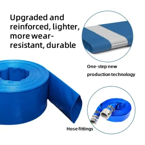 Heavy Duty 2 4 6 8 10Inch PVC Layflat Water Discharge Hose UV Resistant Durable Lightweight 50m 100m Agricultural mining