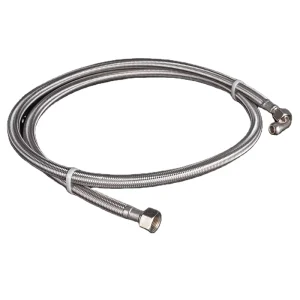 Heavy Duty 3/8″ Stainless Steel Braided Hose 1500mm Flexible Water Inlet Supply Line with Elbow End for Coffee Machine