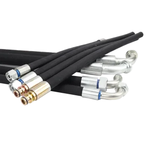 Heavy Duty 4SH High Pressure Hydraulic Hose Assembly With Flange Elbow Fitting Steel Wire Spiral Rubber Oil Tube Excavator