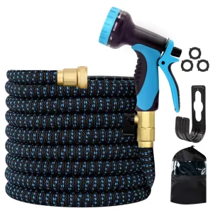 Heavy Duty 50FT 100FT Expandable Garden Hose Triple Layered with Brass Fittings Plastic Water Hose