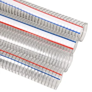 Heavy Duty 8 Inch Transparent Steel Wire Reinforced Food Grade PVC Hose Cutting for Water Suction Irrigation Applications