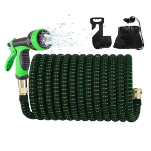 Heavy Duty Flexible Latex Dacron Garden Hose 6*10MM Diameter Expandable with Nozzle for Garden Irrigation