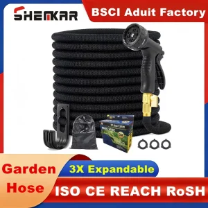 Heavy Duty No Kink Flexible Magic Water Hose Expandable Garden Hose with Solid Brass Fittings for Car Washing Plant Irrigation