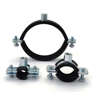 Heavy Duty Pipe Supporting Clamp Steel Material with Rubber Lined Two-screw Clip Adjustable Clip for Hose and PVC Pipe