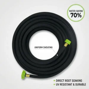 Heavy Duty Rubber Soaker Hose Porous Watering Pipe Anti Clogging Durable Flexible Drip Tubing for Garden Foundation