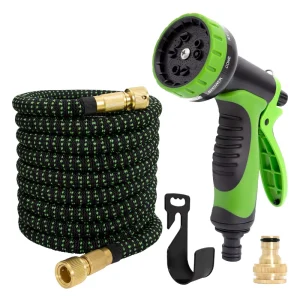 Heavy Duty TPE Green Expandable Retractable Garden Hose Reel and 100FT Water Hose Set