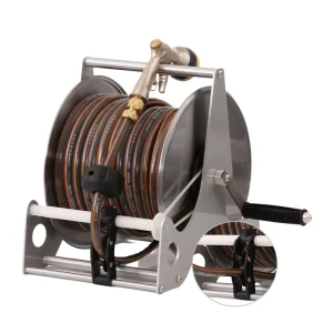 Heavy Duty Wall Mount 10m 50m Car Wash Garden Stainless Steel Metal CNS Standard Hose Reel Cart Spray Gun