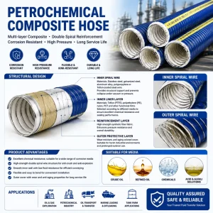High Flexibility Multi layer Composite Hose PTFE Lined Composite Hose for Petroleum Industry Fuel Solvent Delivery