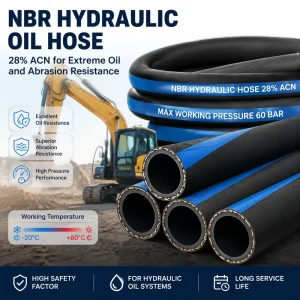 High Nitrile NBR Hydraulic Oil Hose 28% ACN for Extreme Oil and Abrasion Resistance