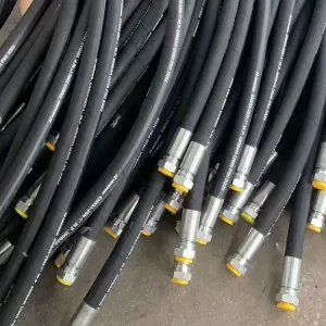 High Pressure 1/2 Inch EN 856 4SP Hydraulic Hose Assembly with Interlock Fittings 4 Spiral Wire Rubber Tube 6000 PSI
