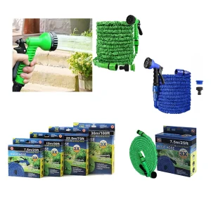 High Pressure 25ft 50ft 100ft Retractable Garden Hose Heavy Duty Polyester and Rubber with Water Spray Nozzle for Outdoor Use
