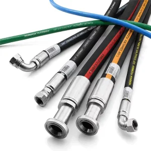 High Pressure 3/8 Inch SAE 100R2 Hydraulic Hose Assembly with JIC Female Fittings Steel Wire Braided Rubber Pipe 4000 PSI