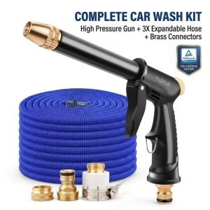 High Pressure Car Wash Water Gun with Adjustable Spray Nozzle Portable Aluminum Alloy Power Washer for Vehicle Garden Cleaning
