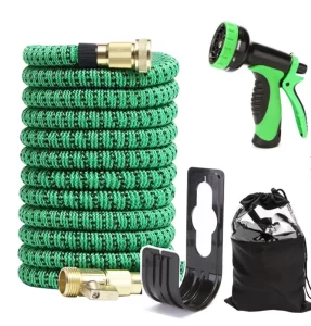 High Pressure Expandable ANSI Certified 2500D Latex Bungee Garden Hose Reel with 10 Function Spray Gun for Car Wash and Irrigation
