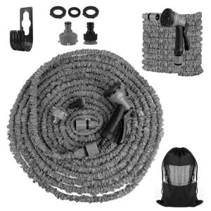 High Pressure Gray Retractable 3 Times Extension Magic Expandable Garden Hose with Multifunction Spray Water Gun