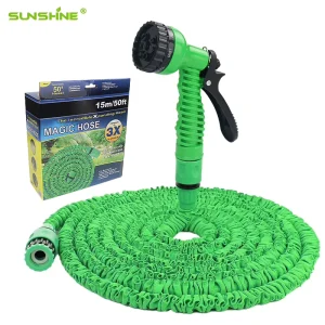 High Pressure Heavy Duty Long Water Hose Spray Nozzle 100ft Retractable Brass Expandable Rubber Polyester Garden Hose