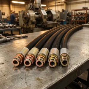 High Pressure Hydraulic Hose Assembly SAE R1 R2 Crimped Connector Straight 90 Degree for Construction Machinery