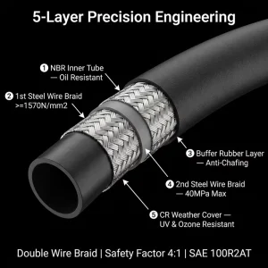 High Pressure Hydraulic Hose EN 856 4SP 4SH SAE 100 R12 R13 4 6 Spirals Steel Wire Reinforced Rubber Hose for Mining