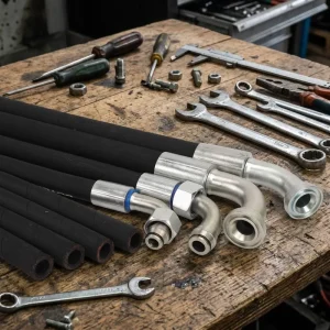 High Pressure Hydraulic Rubber Hose Assembly Fittings Steel Wire Braided Reinforced Industrial Durable Construction