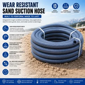 High Pressure PVC Spiral Reinforced Flat Hose Extruding Wear Resistant Flexible Industrial Suction Discharge Flange Camlock