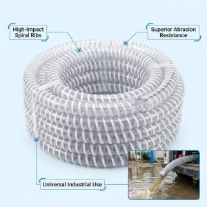 High Pressure PVC Spiral Reinforced Hose Extruding Wear Resistant Flexible Industrial Suction Discharge Hose For Water Pump