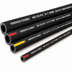 High Pressure SAE 100 R15 Hydraulic Hose 1/2″ 3/4″ 1 Inch 4 Wire Spiral Rubber Pipe 420 Bar Flexible Fuel Transfer Tube