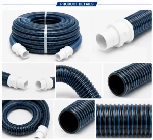 High Pressure Spiral Wound EVA Swimming Pool Vacuum Suction Hose Round Head Plastic Tubes 32mm
