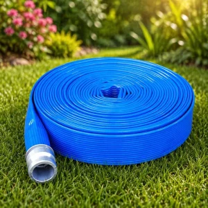 High Pressure Water Discharge Hose Flexible Blue PVC Flat Pipe