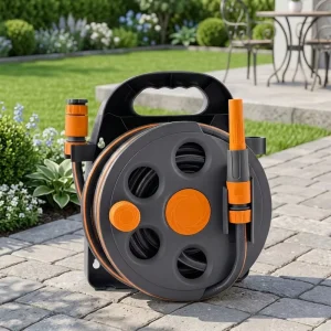 High Quality Durable 15m Black PP PVC Anti Abrasion ANSI Certified 1 2 Diameter Water Hose Reel Wall Mountable
