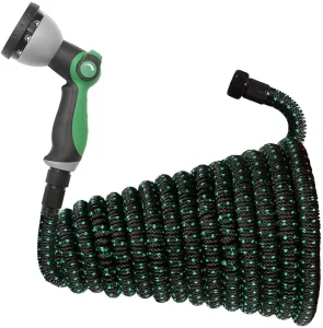 High Quality Durable Custom Logo Home Garden Watering Latex Flexible Expandable Garden Hose with 10 Function Water Spray Nozzle
