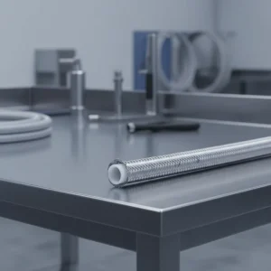 High Quality SAE100 R14 Stainless Steel Braided PTFE Hose for Fuel System Cutting Service Available ISO 9001 Certified