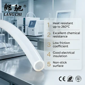 High Temperature Clear PTFE Tube Flexible Fluoropolymer Hose For Chemical Fluid Conveying