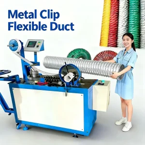 High Temperature Flex Tarpaulin Glass Silicone Coated Fabric Clip Spiral Lock Duct Making Machine Gas Heater Exhaust Hose