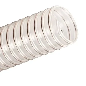 High Transparent Spiraled Wire Hose Flexible Polyurethane Air Duct Spiral Pipes Wire Reinforced Ducting