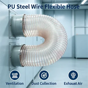 High Wear Resistant Spiral Duct PU Copper-Plated Steel Wire Telescopic Hose Dust Extraction Industrial Ventilation Smoke Cutting