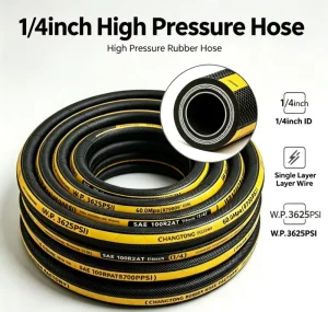 High-pressure Steel Wire Reinforced Rubber Hose for Cleaning Machines 1/4inch